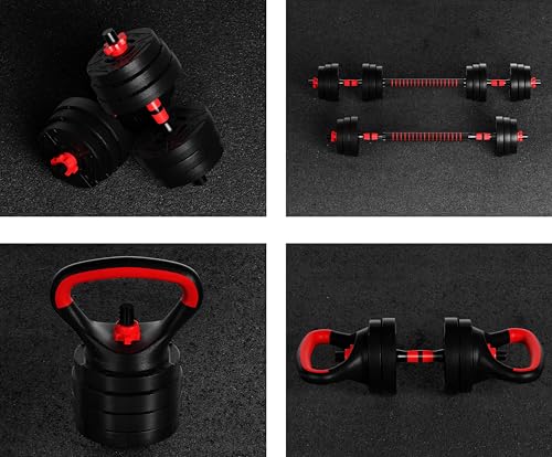 OLIXIS Adjustable Dumbbell Set, 4 IN 1 Changeable Dumbbells, Barbell, Kettlebells and Push Up Stand, Multi-Functional Exercise and Fitness for Home Gym