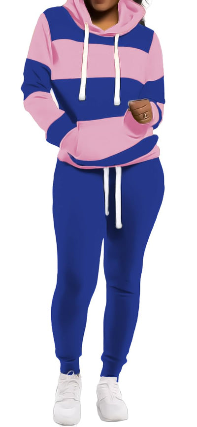 TOPONSKY Womens 2 Piece Tracksuit Long Sleeve Warm Up Outfit Patchwork Pants Set