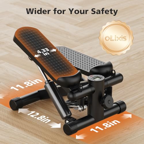 OLIXIS Steppers for Exercise at Home Workout Equipment, Mini Stepper Exercise Machine for Senior Citizens, Twist Stepper with Resistance Bands, Cardio Weight Loss Equipment Home Fitness