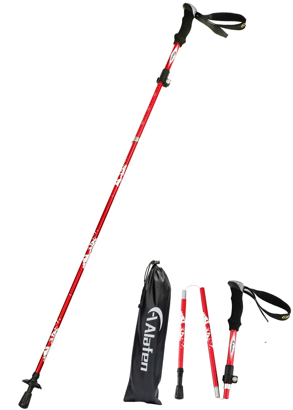 Aluminum Collapsible Ultralight Travel Trekking Hiking Pole for Men and Women (Fits 5'3" - 6'2")