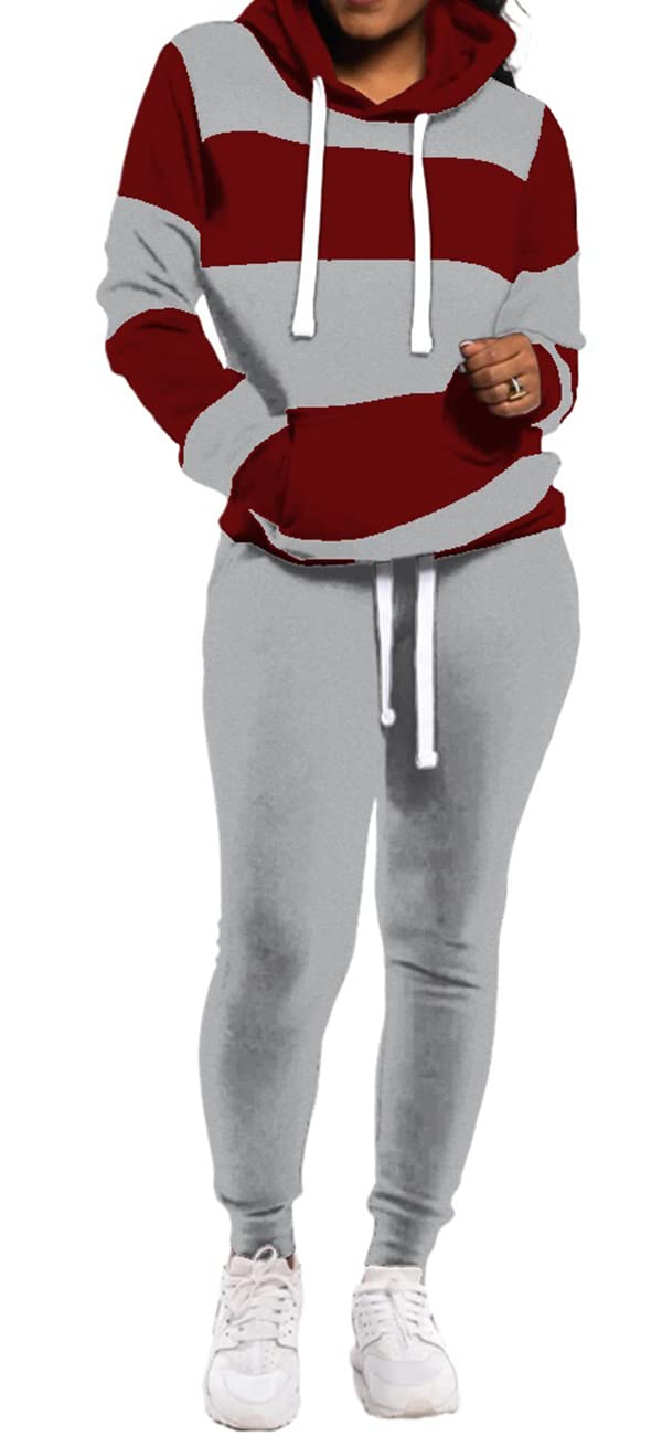 TOPONSKY Womens 2 Piece Tracksuit Long Sleeve Warm Up Outfit Patchwork Pants Set