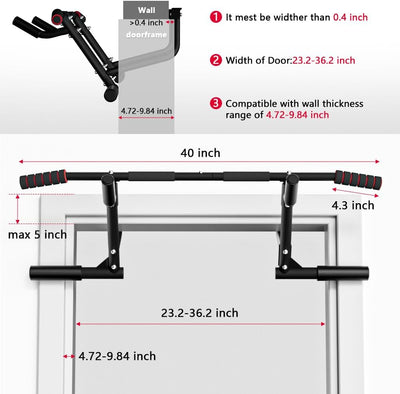 ONETWOFIT 2025 Upgrade Multi-Grip Pull Up Bar for Doorway - 460 lbs Heavy Duty Chin-Up Bar for Home Gym Exercise, Door Frame Pull Up Bar for Almost All Doors