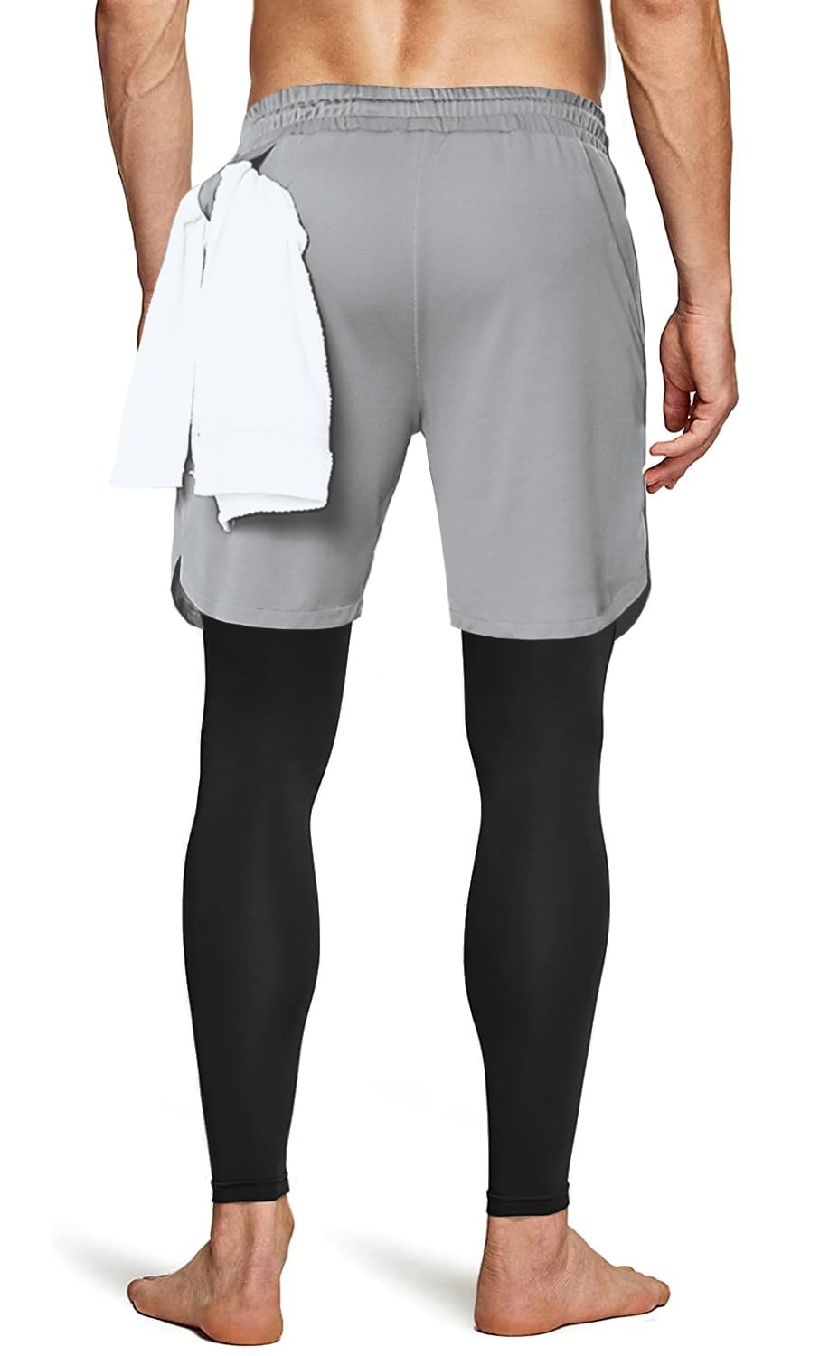 Aolesy Men's 2 in 1 Running Pants, Gym Workout Compression Pants for Men Training Athletic