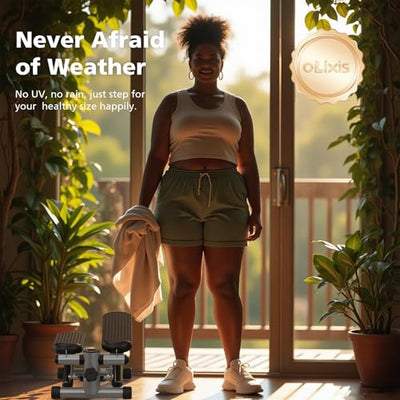 OLIXIS Steppers for Exercise at Home Workout Equipment, Mini Stepper Exercise Machine for Senior Citizens, Twist Stepper with Resistance Bands, Cardio Weight Loss Equipment Home Fitness