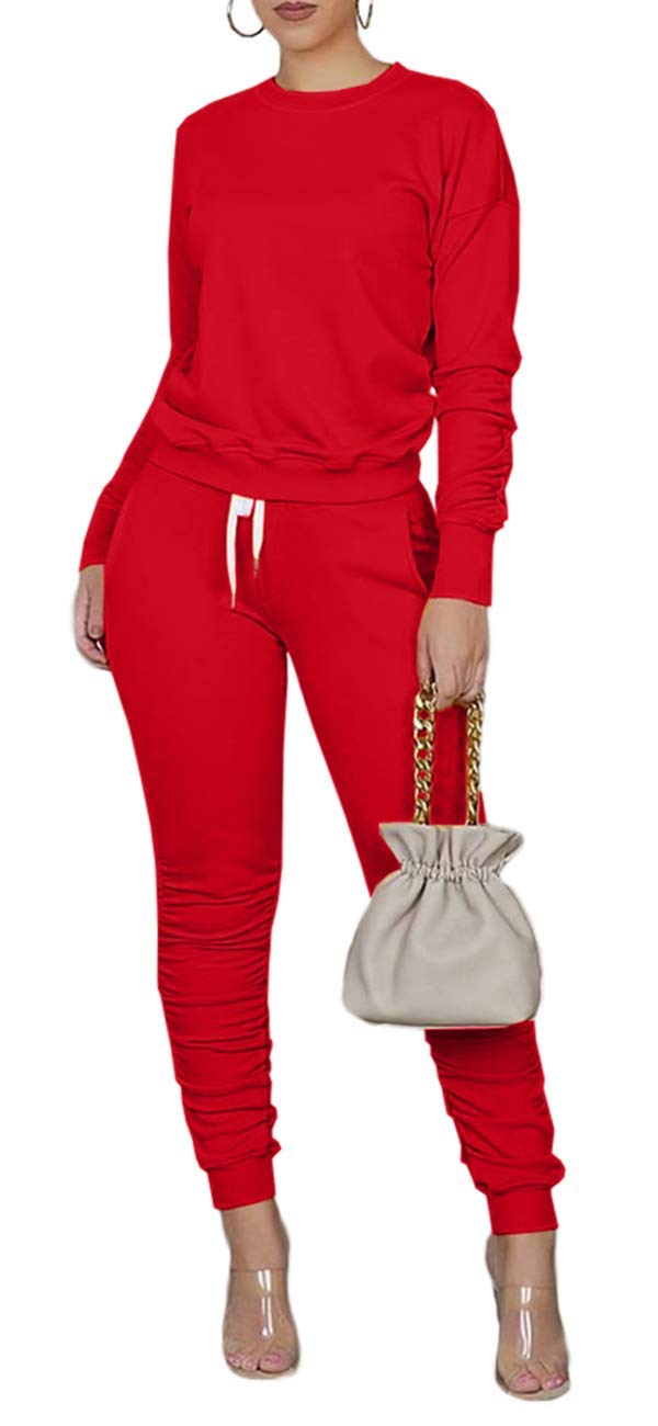 TOPONSKY Womens 2 Piece Tracksuit Long Sleeve Warm Up Outfit Patchwork Pants Set