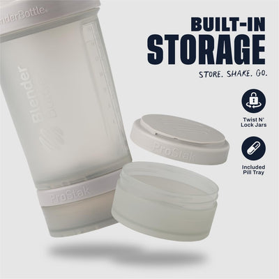 BlenderBottle Shaker Bottle with Pill Organizer and Storage for Protein Powder, Classic V2 ProStak System, 22-Ounce, Smoke Grey