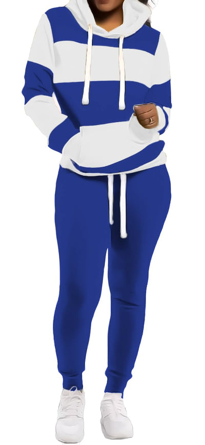 TOPONSKY Womens 2 Piece Tracksuit Long Sleeve Warm Up Outfit Patchwork Pants Set