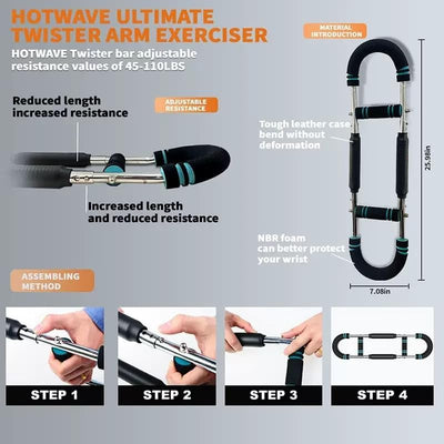 Twister Arm Exerciser,40-110lb Adjustable Chest Workout Equipment, Forearm Triceps Chest Enhanced Exercise Strengthener,Portable Detachable Upper Body Fitness Machine for Home and Gym