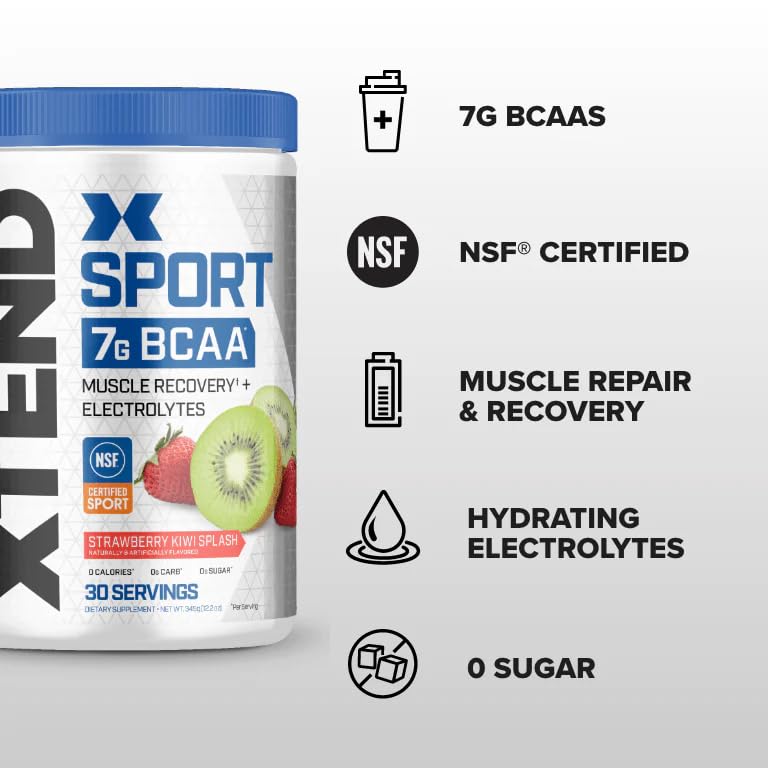XTEND Sport BCAA Powder Strawberry Kiwi Splash - Electrolyte Powder for Recovery & Hydration with Amino Acids - 30 Servings