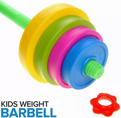 Liberty Imports Kids Barbell Weight Set - Adjustable Workout Toy Equipment for Children Pretend Play Exercise - Toddler Beginner Gym, Fitness, Weightlifting and Powerlifting (32 inches), multicolored