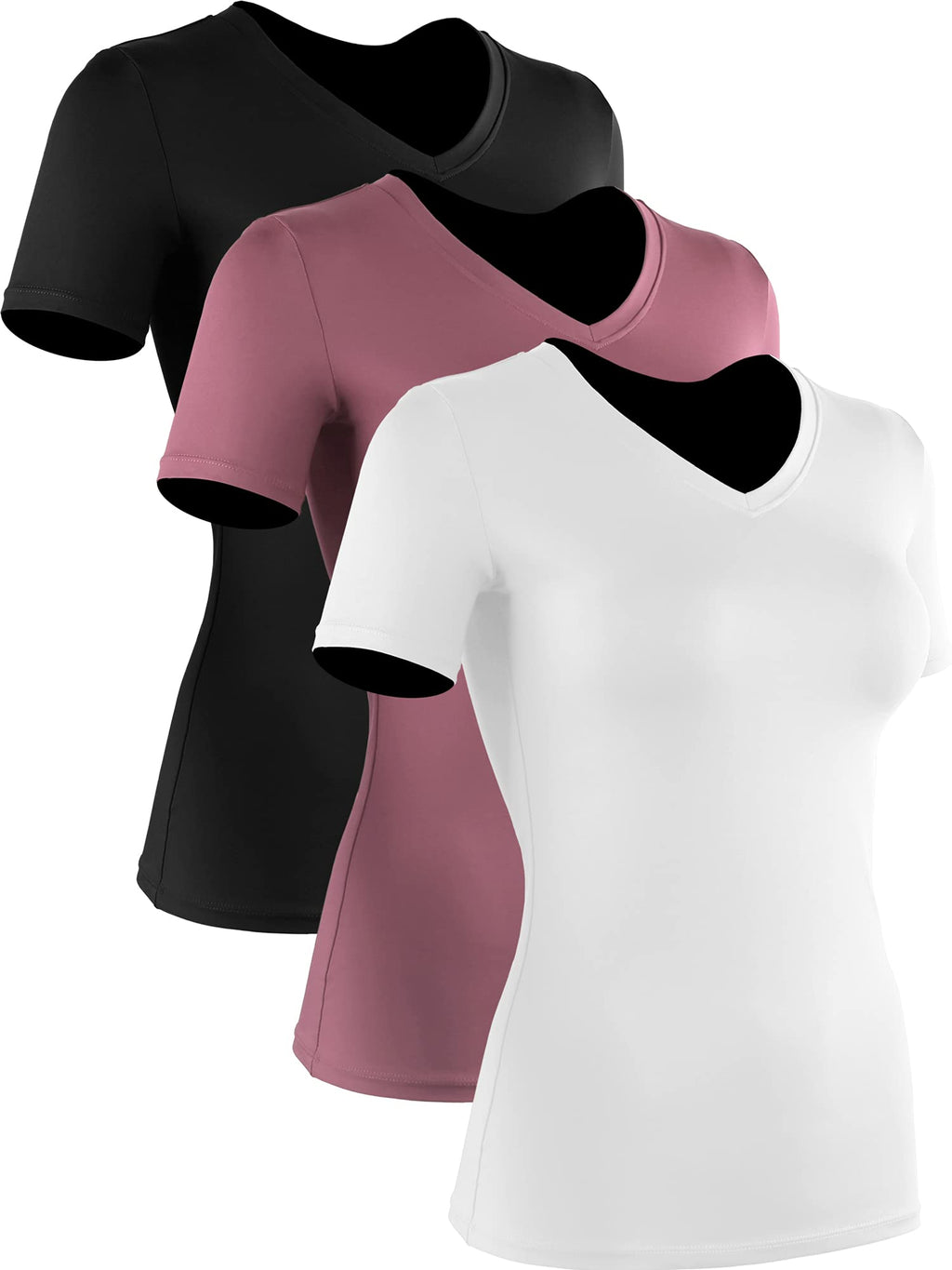 CADMUS 3/4/5 Pack Women's Compression Shirt Running Athletic T-Shirts Workout Tops Baselayer Short Sleeve Yoga Gym Sports