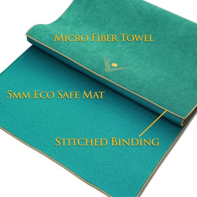 AURORAE Synergy 2in1 Hot Yoga Mat with integrated Non Slip Microfiber Towel. No Slipping No Bunching/Odor Patent Protected, Machine Washable