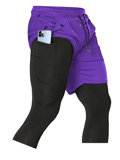 Aolesy Men's 2 in 1 Running Pants, Gym Workout Compression Pants for Men Training Athletic