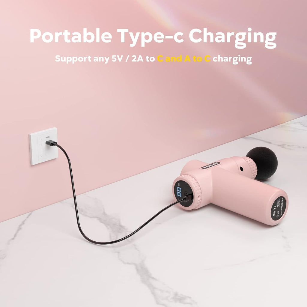 AERLANG Mini Massage Gun-Pink，Muscle Deep Tissue Massager Gun, Handheld Percussion Massager, Portable Quiet Massage Gun with Carry Case for Home Office Gym Motehr Day Gifts for Women Men Her