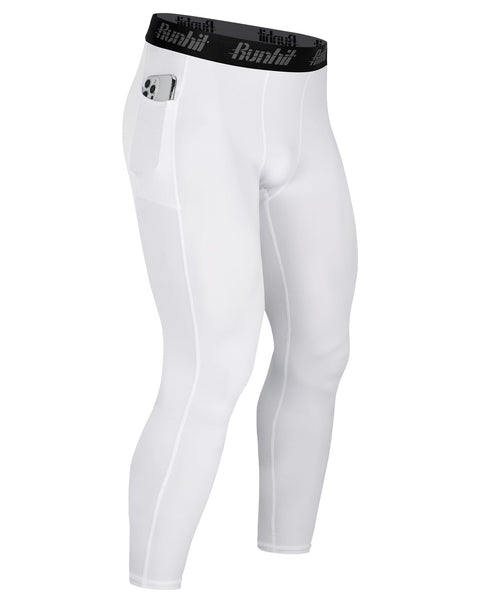Runhit Mens Compression Pants Running Tights Pockets Sports Leggings Spandex Workout Cycling Athletic Thermal