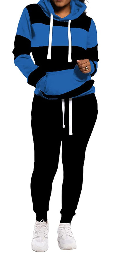 TOPONSKY Womens 2 Piece Tracksuit Long Sleeve Warm Up Outfit Patchwork Pants Set