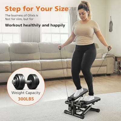OLIXIS Steppers for Exercise at Home Workout Equipment, Mini Stepper Exercise Machine for Senior Citizens, Twist Stepper with Resistance Bands, Cardio Weight Loss Equipment Home Fitness