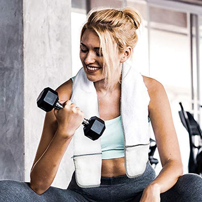 Sports Towel - 2 Zipper Pockets Hold Belongings Safe While You Exercise, at The Gym. Play Pickleball, Tennis, Golf.100% Cotton Ring Spun Loops Super Soft and Absorbent (Mint)