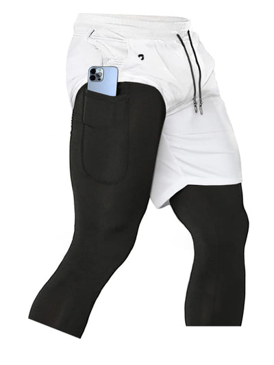 Aolesy Men's 2 in 1 Running Pants, Gym Workout Compression Pants for Men Training Athletic