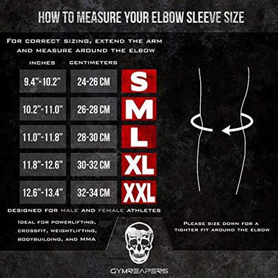 Gymreapers Elbow Sleeves for Weightlifting Powerlifting and Bench Press Support and Compression for Tendonitis Pain Relief 5mm Neoprene Training Gear for Men and Women