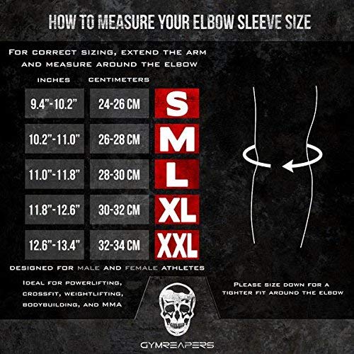 Gymreapers Elbow Sleeves for Weightlifting Powerlifting and Bench Press Support and Compression for Tendonitis Pain Relief 5mm Neoprene Training Gear for Men and Women