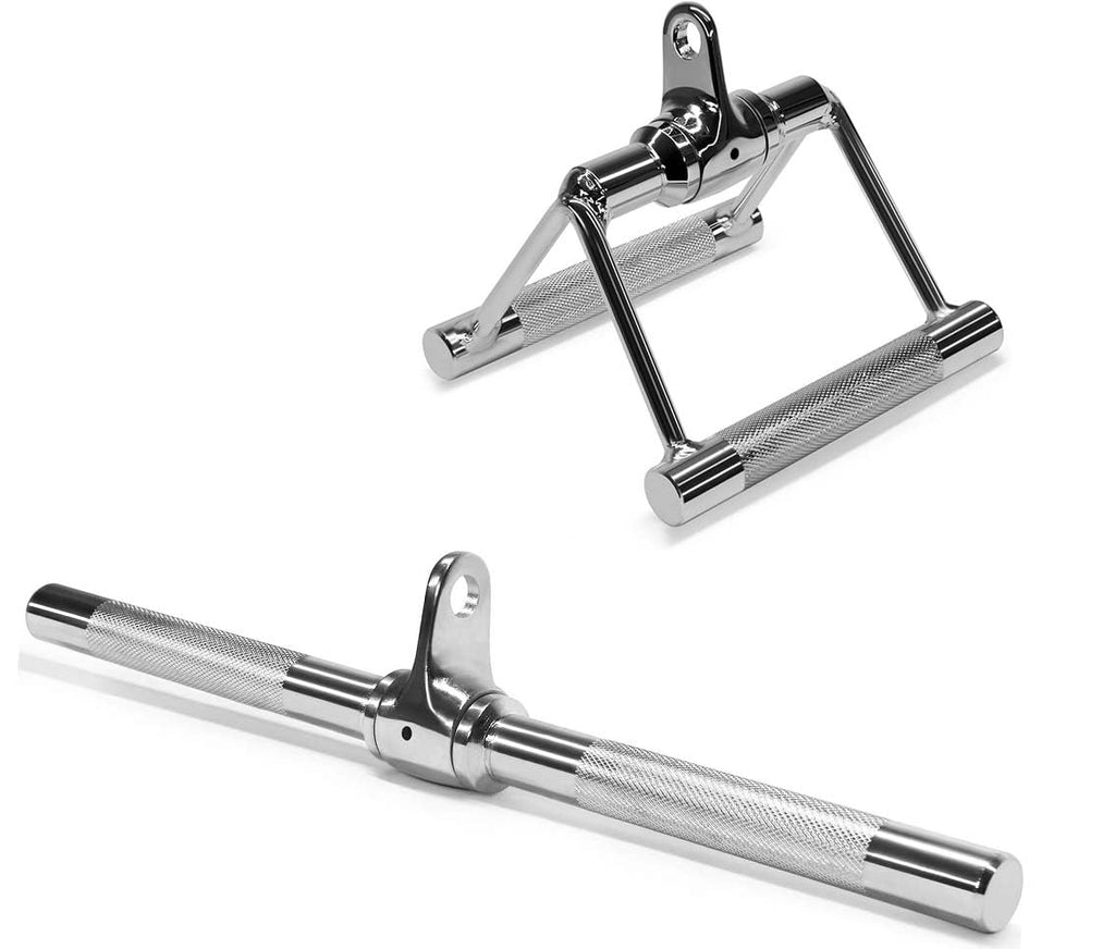 Yes4All Cable Machine Attachment, Row Handles, Tricep Rope, Straight Bar, V Bar, LAT Pulldown Accessories Load 880 LB for Home Gym