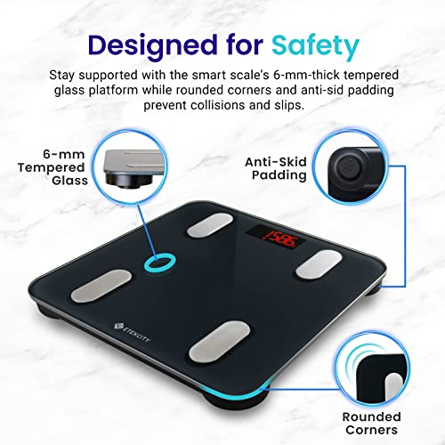 Etekcity Smart Rechargeable Scale for Body Weight, BMI, Fat, Muscle Mass, FSA&HSA Eligible, Digital Bathroom Scale with 13 Metrics, Secret Mode, Bluetooth Connect to Free Apps, Rainbow White