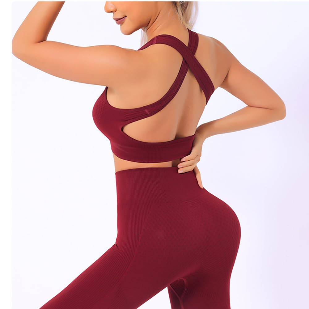 3pcs Seamless Outfit Workout Sets Gym for Women, Fitness Sports School Running Clothes Yoga Sportswear