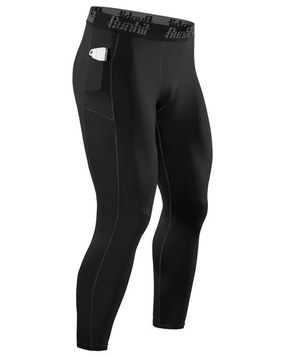 Runhit Mens Compression Pants Running Tights Pockets Sports Leggings Spandex Workout Cycling Athletic Thermal