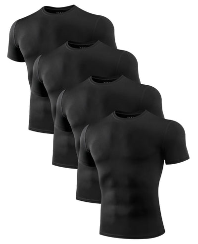 Niksa Men's Compression Shirts 1/2/4 Pack, Workout Gym Shirt Short Sleeve, Moisture Wicking Active Fit Base Layer T-Shirt