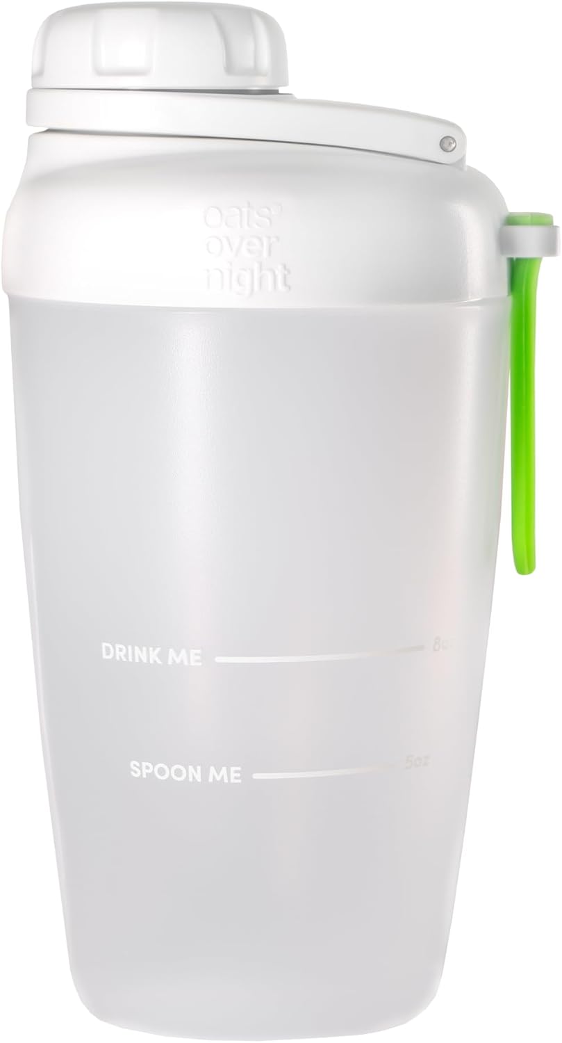 Oats Overnight Shaker Bottle – Leakproof Shaker Cup with Secure Screw Cap & Fill Line, Dishwasher Safe – Mixing Cup, Protein Shakes, Oatmeal, Breakfast On-the-Go & Travel
