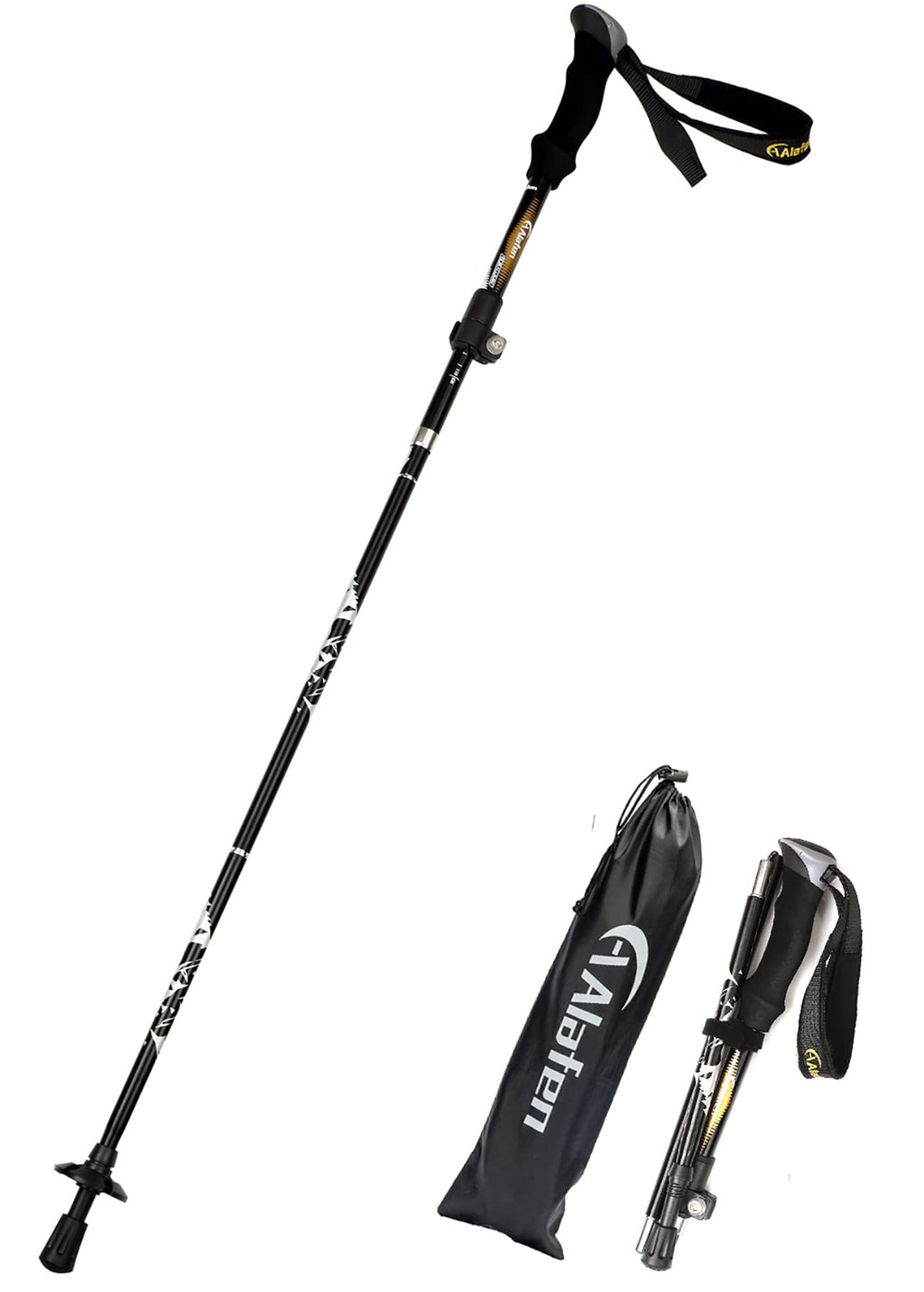 Aluminum Collapsible Ultralight Travel Trekking Hiking Pole for Men and Women (Fits 5'3" - 6'2")