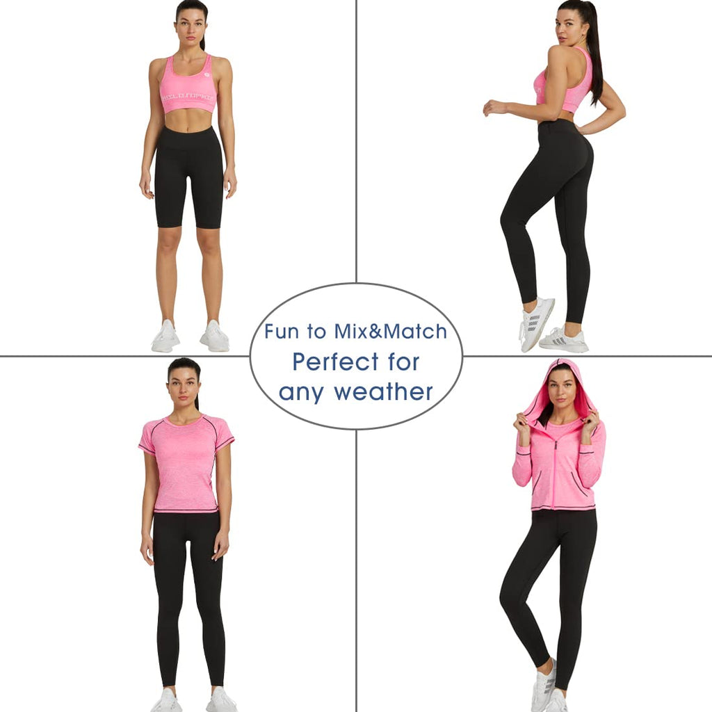 Women Workout Clothes Set 5 PCS Exercise Athletic Outfits Set