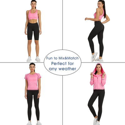 Women Workout Clothes Set 5 PCS Exercise Athletic Outfits Set