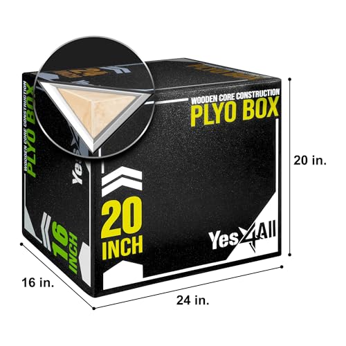 Yes4All 3-in-1 Soft-Padded Plyo Box With Wooden Core, Non-Slip Multi-Use Cushioned Plyometric Jump Box with Vinyl Cover for Jumping, Conditioning, Strength Training