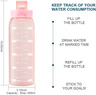 30oz Sport Water Bottle with Time Markers, Large Durable Gym Plastic Bottle Tritan BPA Free for Fitness, Outdoor Enthusiasts, Leakproof Gray (Pack of 1)