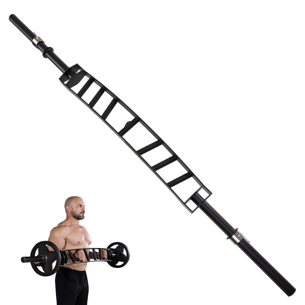 Yes4All Multi Grip Barbell & Cable Attachment - Swiss Bar, American Bar for Greater Range of Motion, with 2 Collars, Fits Olympic Weight Plates - Home Gym & Support Pressing, Lifting & Curls