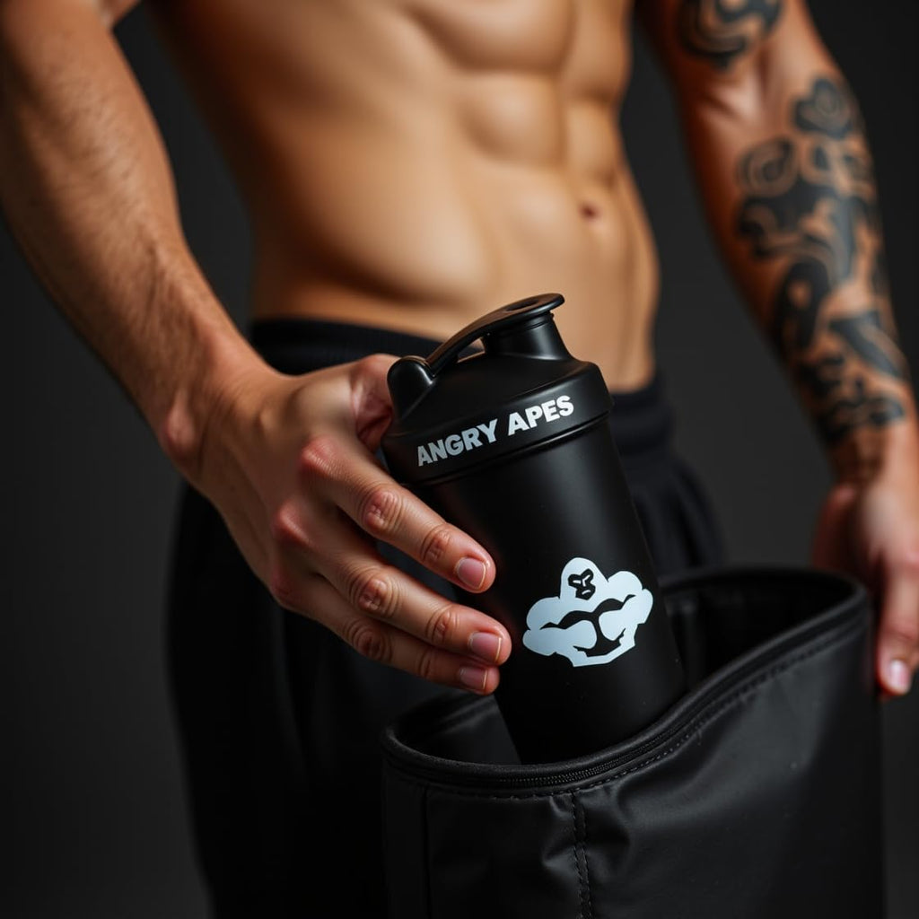 Angry Apes 28 oz Shaker Bottle – BPA-Free Tritan, Leak-Proof Flip Cap, Aluminum Mixer Ball & Measurement Scale – White Variant with Black Logo (white)