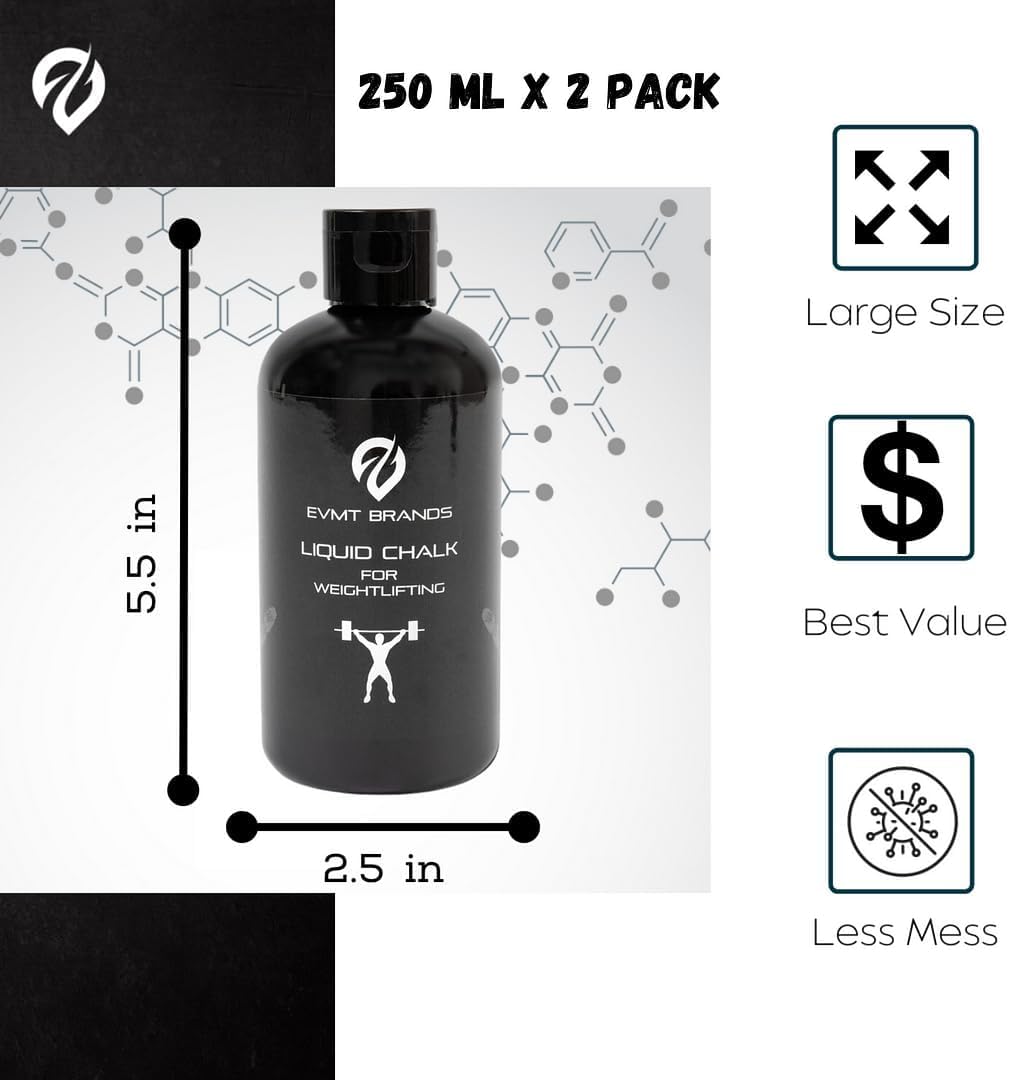 Liquid Chalk, Mess Free Gym Chalk for Weightlifting, Gymnastics, Rock Climbing, Dancing, and Lifting. Sweat Resistant and Long Lasting for Stronger Hand Grip. Package May Vary.