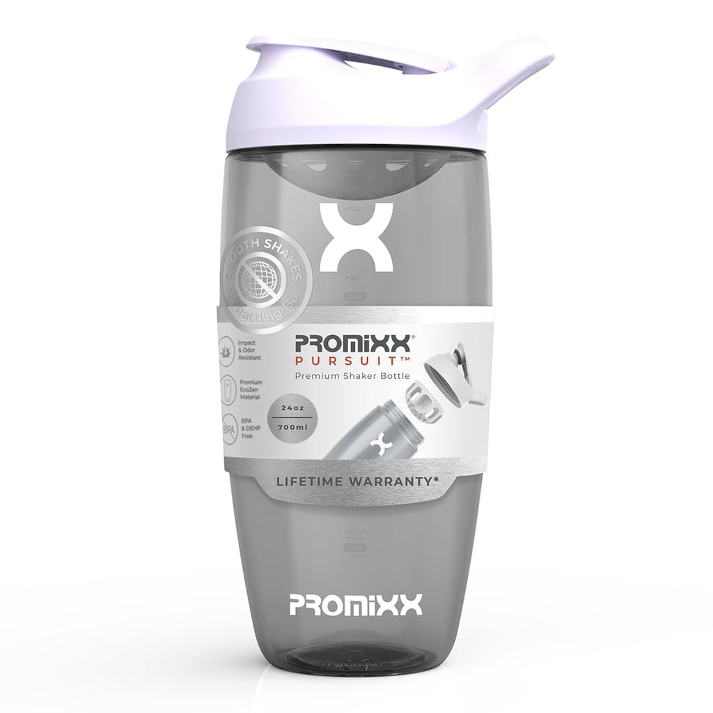 Promixx Pursuit Protein Shaker Bottle (24 oz) – Silent No-Ball Mixer, Leak-Proof Lid, BPA/BPS & Phthalate-Free ECOZEN – Easy-Clean Shaker Cup for Protein Shakes, Pre & Post-Workout Smoothies