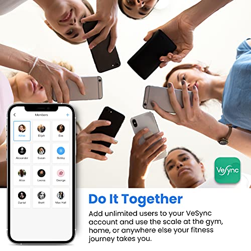 Etekcity Smart Rechargeable Scale for Body Weight, BMI, Fat, Muscle Mass, FSA&HSA Eligible, Digital Bathroom Scale with 13 Metrics, Secret Mode, Bluetooth Connect to Free Apps, Rainbow White