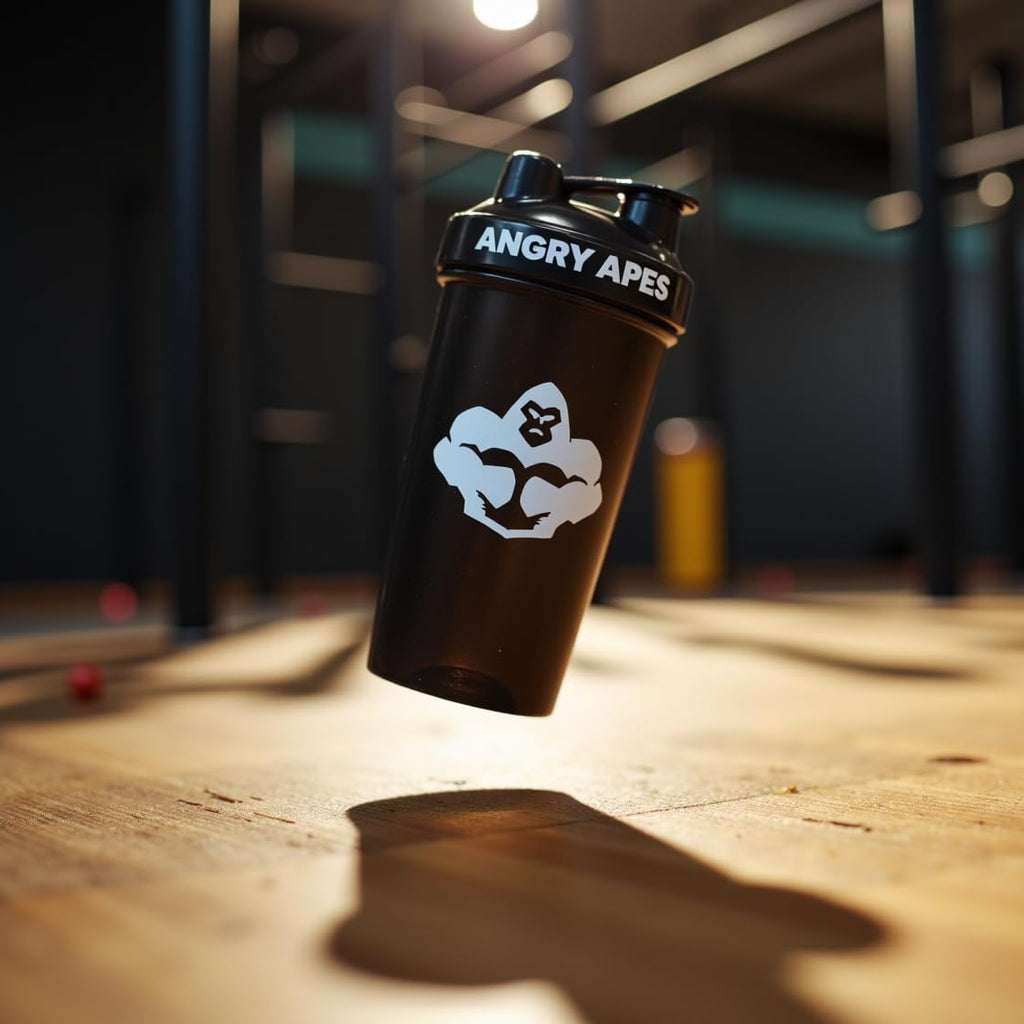Angry Apes 28 oz Shaker Bottle – BPA-Free Tritan, Leak-Proof Flip Cap, Aluminum Mixer Ball & Measurement Scale – White Variant with Black Logo (white)