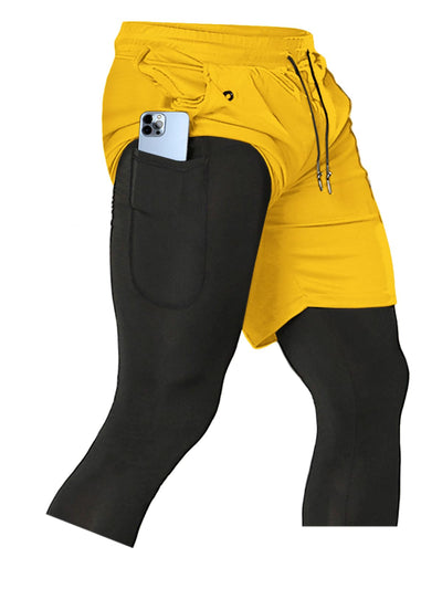 Aolesy Men's 2 in 1 Running Pants, Gym Workout Compression Pants for Men Training Athletic