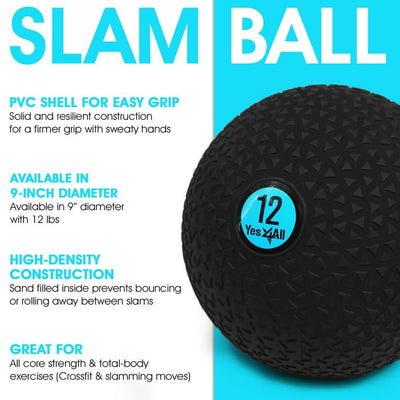 Yes4All Upgraded Fitness Slam Medicine Ball 10lbs for Strength, Power Workout | Exercise, Workout Ball | Orange Beast