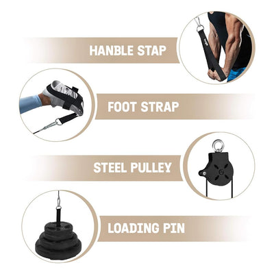 Yes4All Cable Machine Attachment, Row Handles, Tricep Rope, Straight Bar, V Bar, LAT Pulldown Accessories Load 880 LB for Home Gym