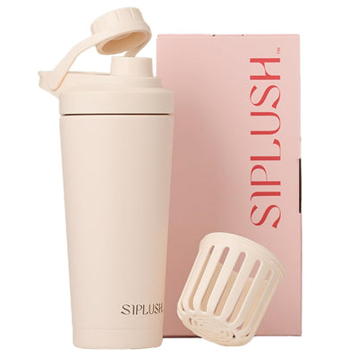 Paradise Shaker Bottle 24 oz, Insulated Stainless Steel Protein Shaker, Dishwasher Safe, with Lid Brush & Protective Boot, Leakproof Twist-Off Chug Cap, Sage Green, Tahoe Mist