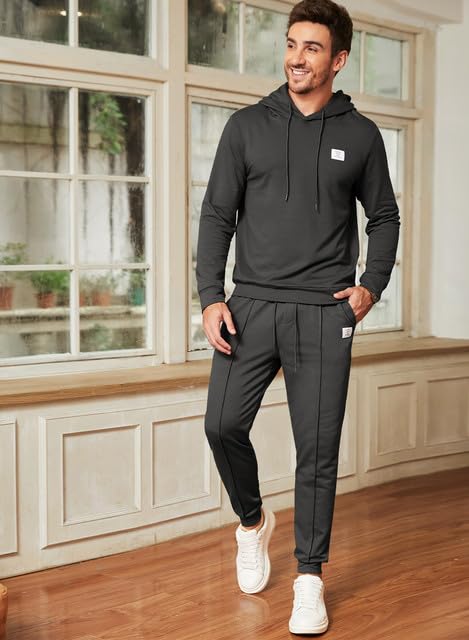 JMIERR Men's 2 Piece Outfits Hoodie Sweatshirt Tracksuit & Joggers Sweatpants Sweatsuit Set