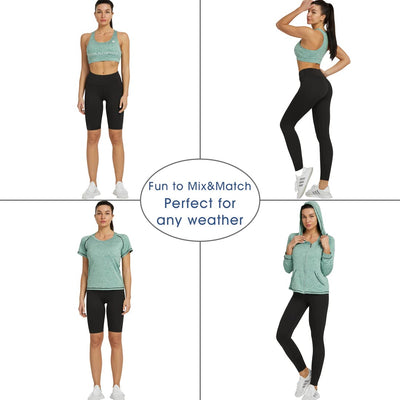 Women Workout Clothes Set 5 PCS Exercise Athletic Outfits Set