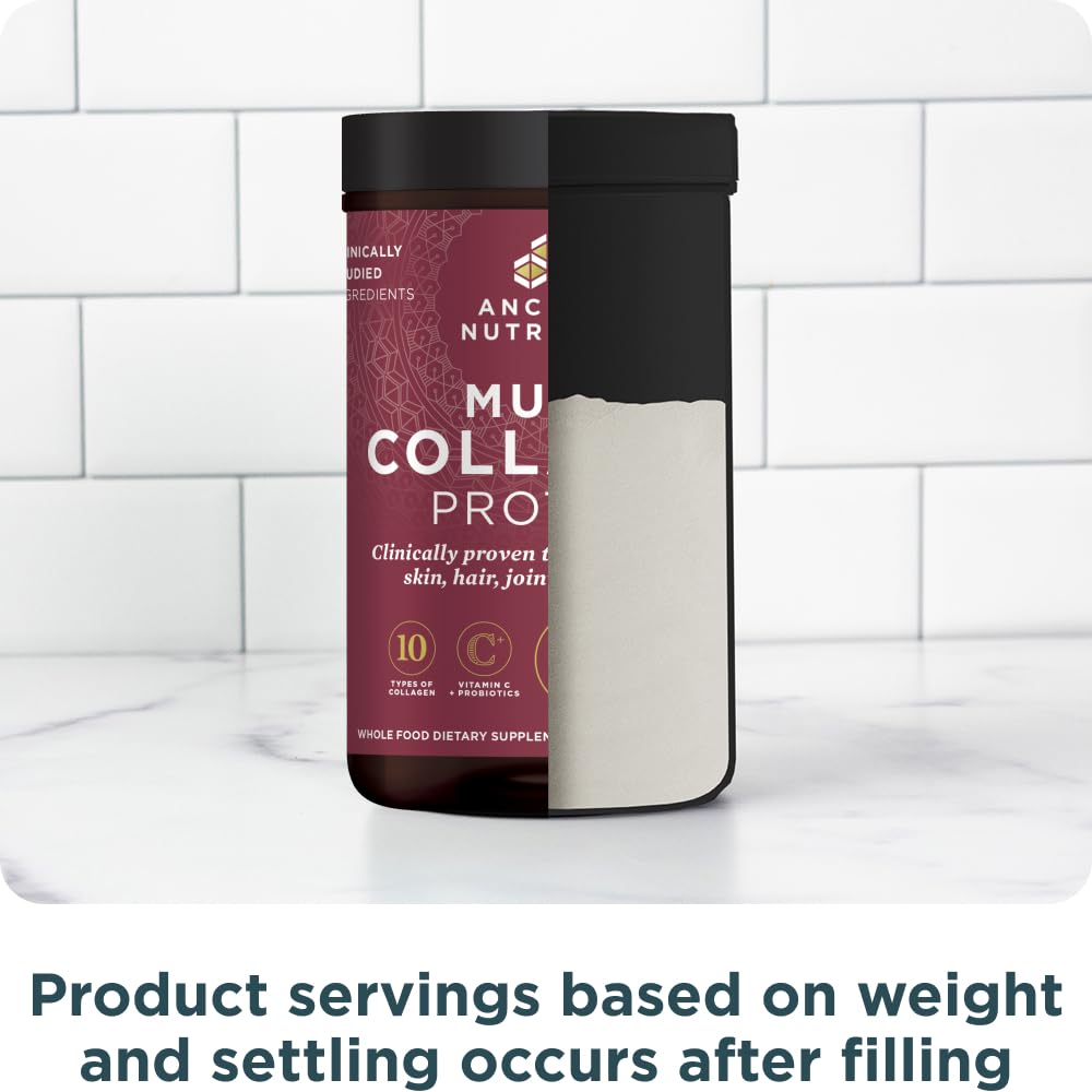 Ancient Nutrition Collagen Powder Protein with Probiotics, Unflavored Multi Collagen Protein with Vitamin C, 45 Servings, Hydrolyzed Collagen Peptides Supports Skin and Nails, Gut Health, 16oz