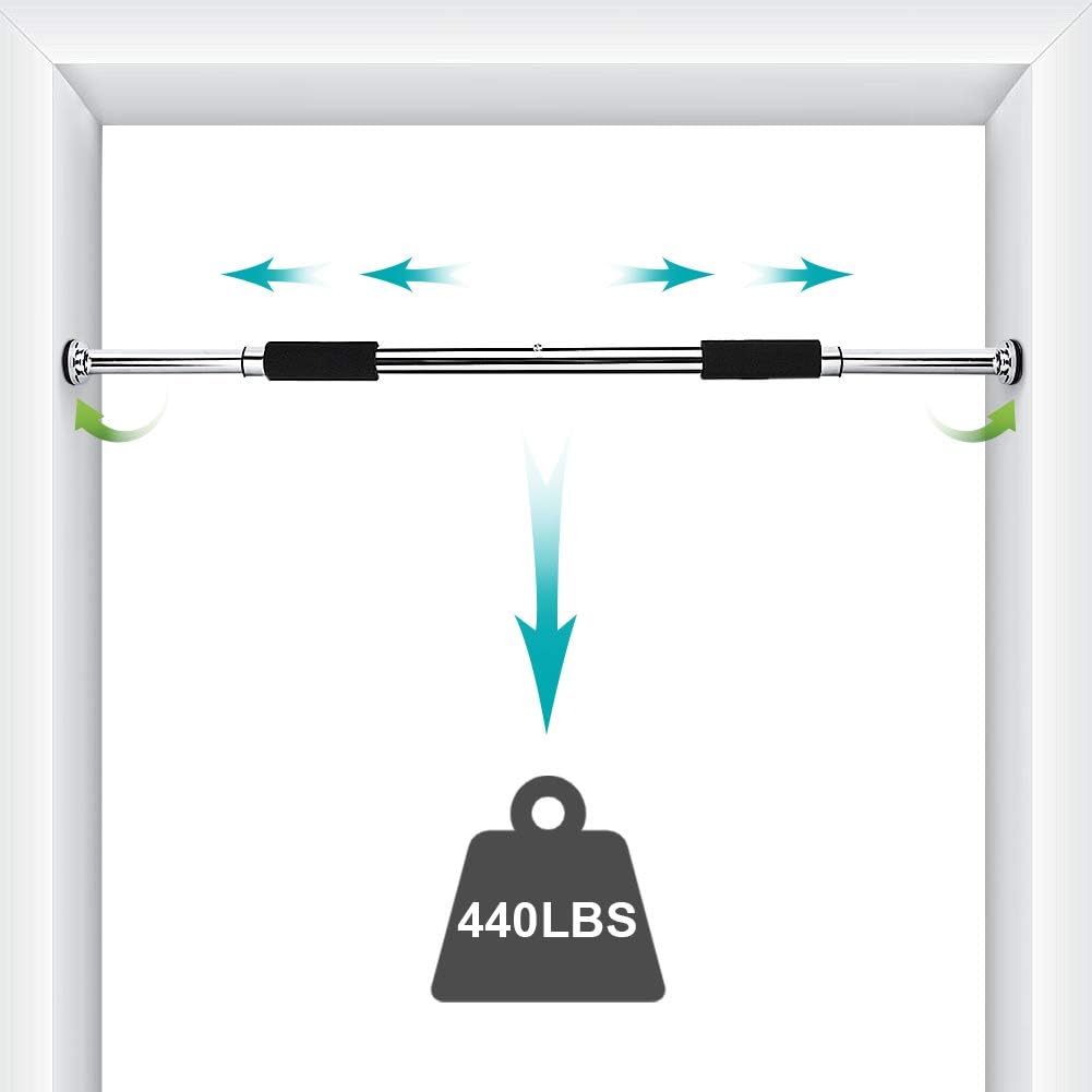 Doorway Pull Up Chin Up Bars for Doorway, Adjustable 24.5 to 36 Inches Upper Body Workout Rod Heavy Duty Home Gym Exercise Fitness Door Exercise Bars